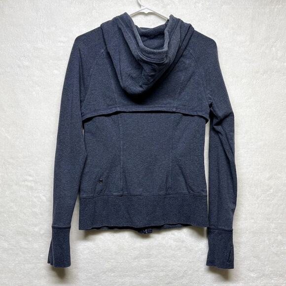 Lululemon Full Zip Vented Scuba Sweatshirt Chambray Heather Navy Womens Size 6 - Picture 2 of 14